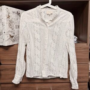Sezane Elegant White Lace Blouse FR36
